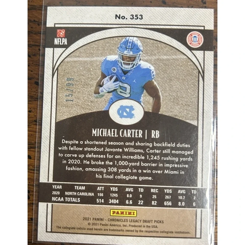 Panini Michael Carter #353 2021 Legacy Rookie /99